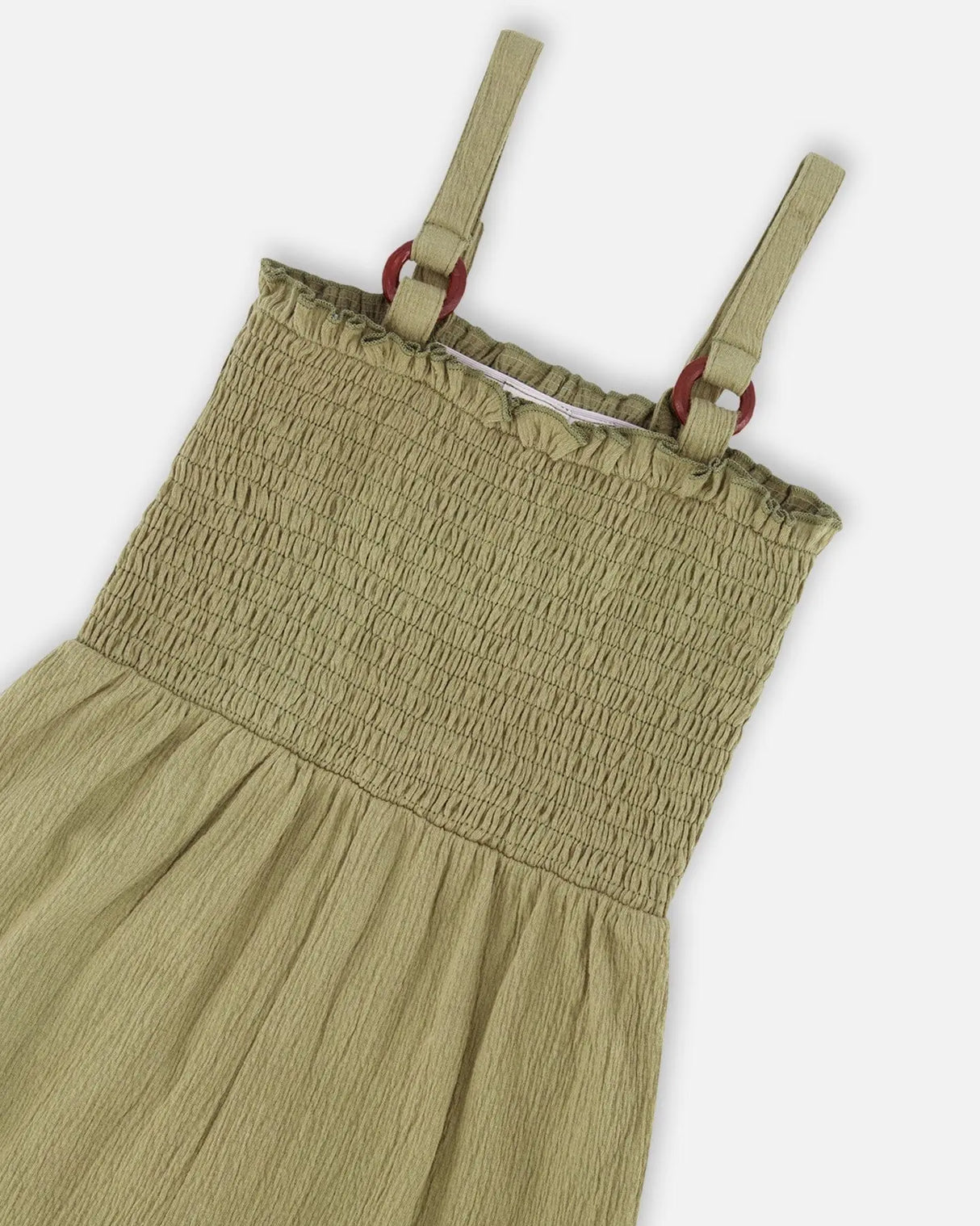 Smocked Crinkle Jersey Jumpsuit Olive Green | Deux par Deux | Jenni Kidz