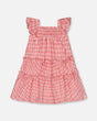 Smocked Layered Dress With Frill Sleeve Checked Pink | Deux par Deux | Jenni Kidz