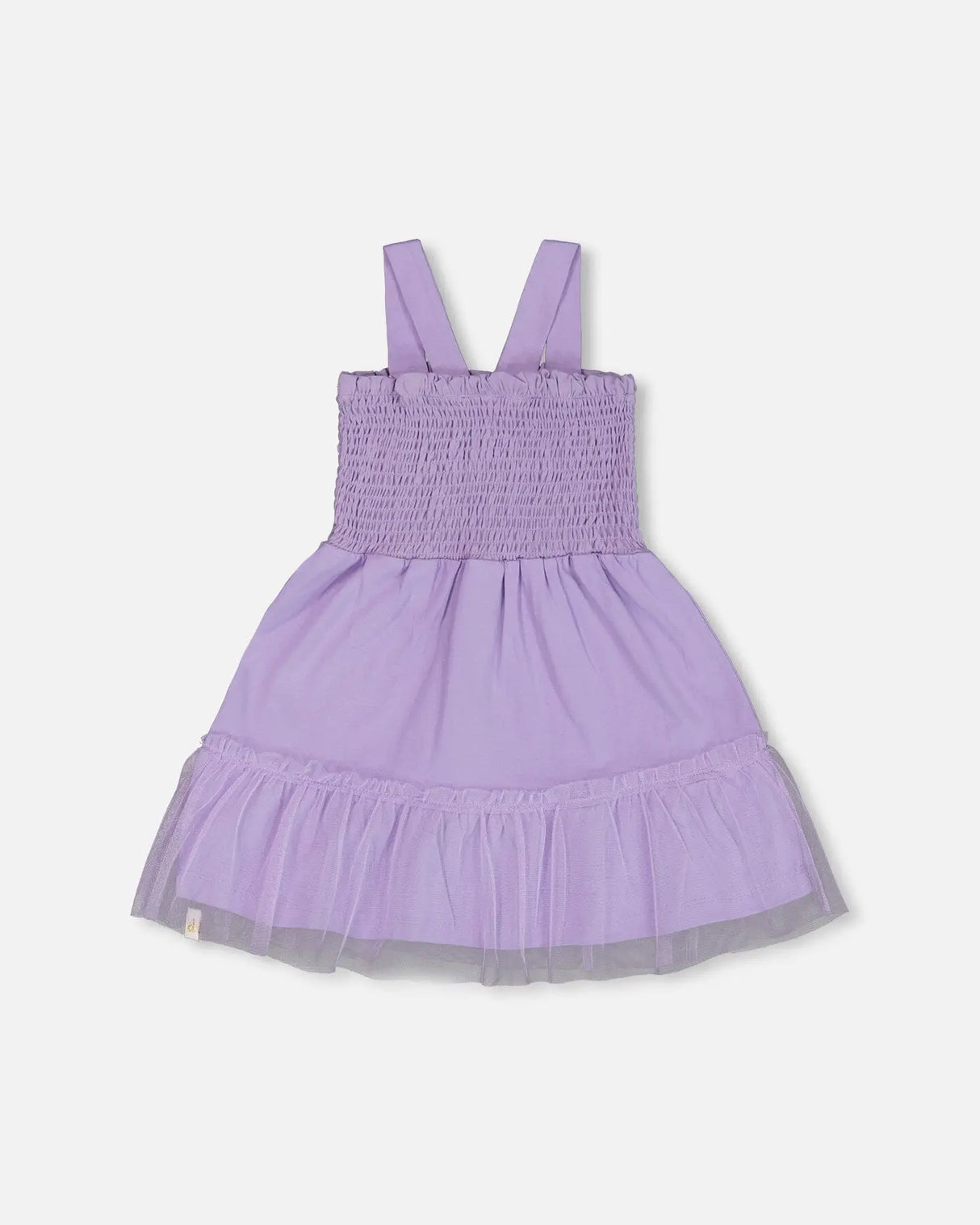 Smocked Organic Cotton Dress With Mesh Frill Lilac | Deux par Deux | Jenni Kidz