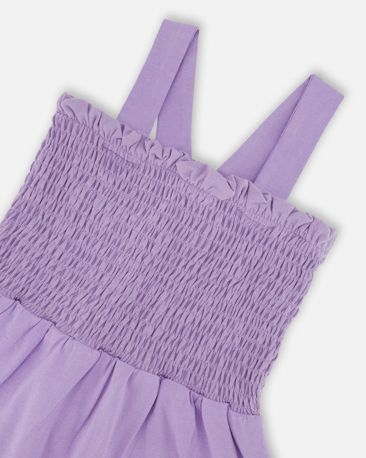 Smocked Organic Cotton Dress With Mesh Frill Lilac | Deux par Deux | Jenni Kidz