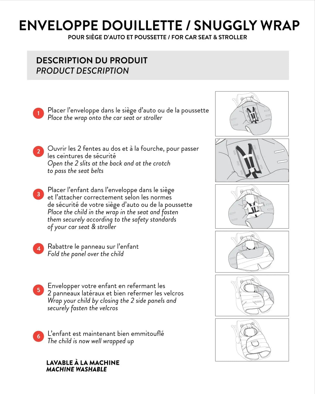 Snugly Baby Wrap Designed For Car Seat And Stroller Off-White | Deux par Deux | Jenni Kidz