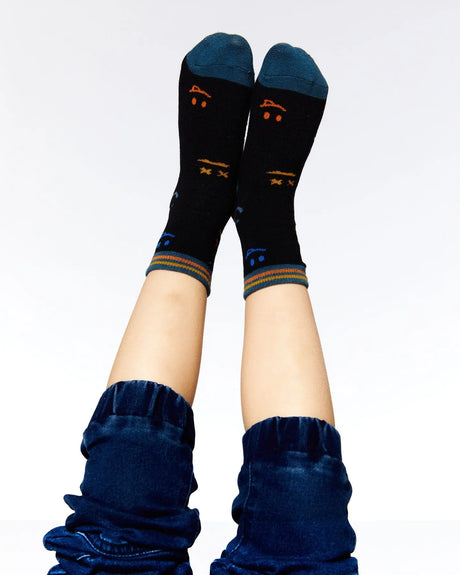 Socks Black Face Print | Deux par Deux | Jenni Kidz