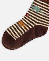 Socks Brown And Beige Stripe | Deux par Deux | Jenni Kidz