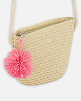 Straw Bag And Hat Set Straw And Pink | Deux par Deux | Jenni Kidz