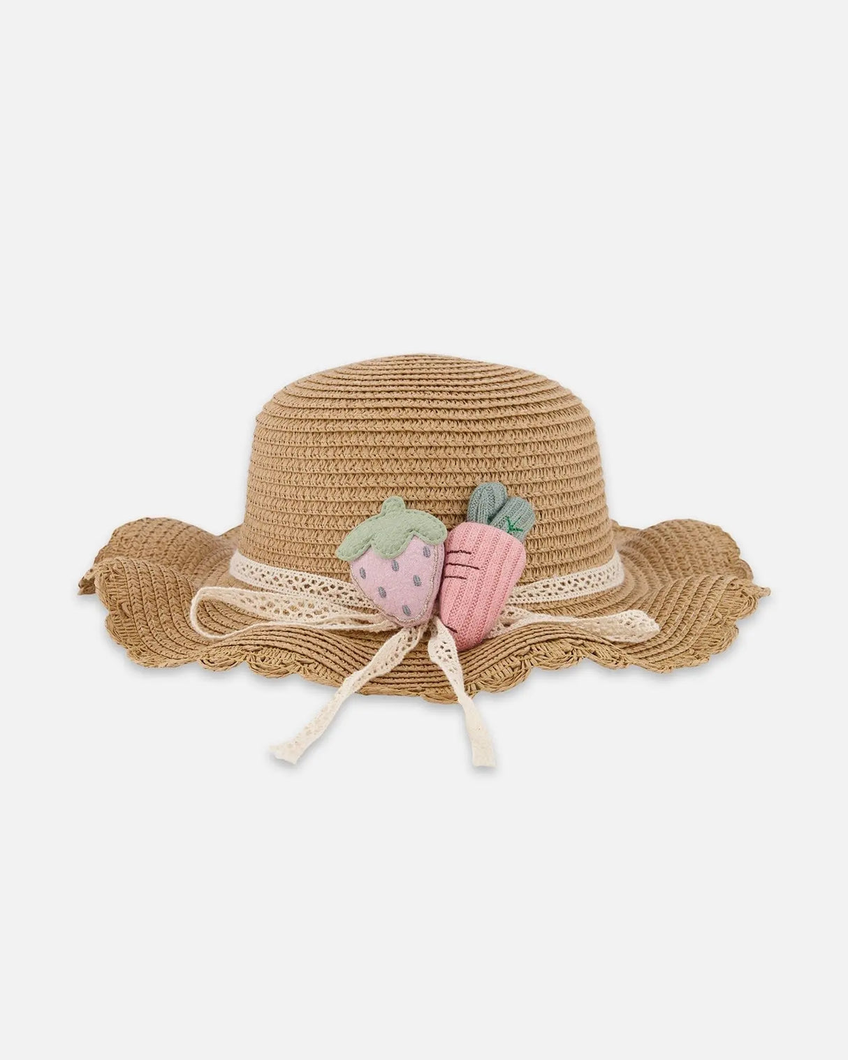 Straw Hat Adorned With A Carrot And A Strawberry | Deux par Deux | Jenni Kidz