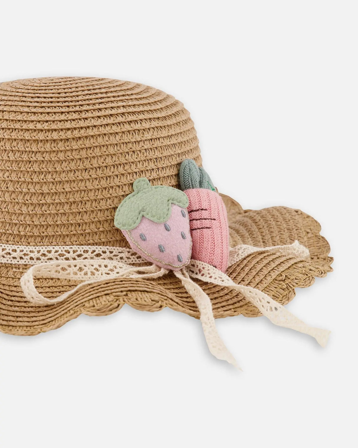 Straw Hat Adorned With A Carrot And A Strawberry | Deux par Deux | Jenni Kidz