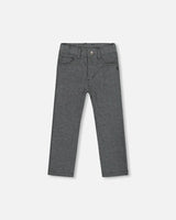 Stretch Jacquard Pants Grey Herringbone | Deux par Deux | Jenni Kidz