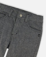 Stretch Jacquard Pants Grey Herringbone | Deux par Deux | Jenni Kidz