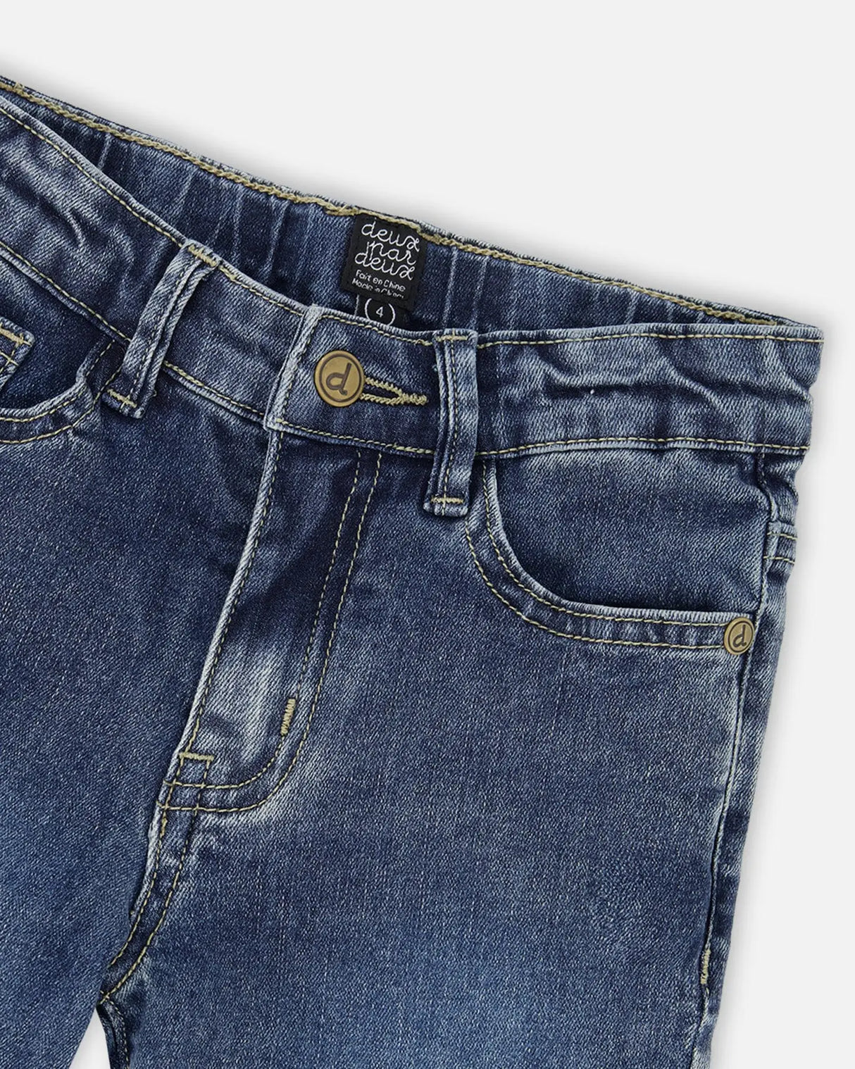Stretch Jeans Dark Blue With Rolled Cuffs | Deux par Deux | Jenni Kidz