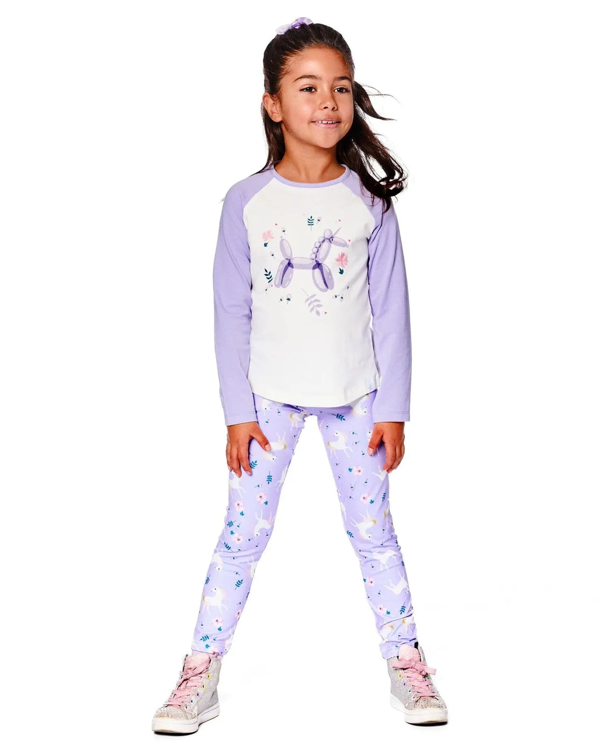 Stretch Jersey Leggings Lilac Unicorn Print | Deux par Deux | Jenni Kidz