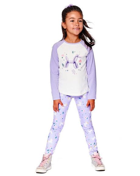 Stretch Jersey Leggings Lilac Unicorn Print | Deux par Deux | Jenni Kidz