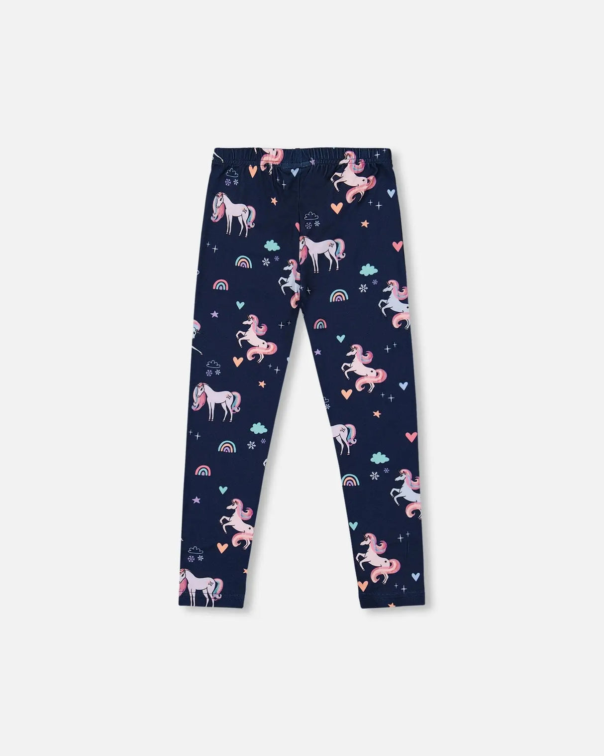 Stretch Jersey Leggings Navy Unicorn Print | Deux par Deux | Jenni Kidz