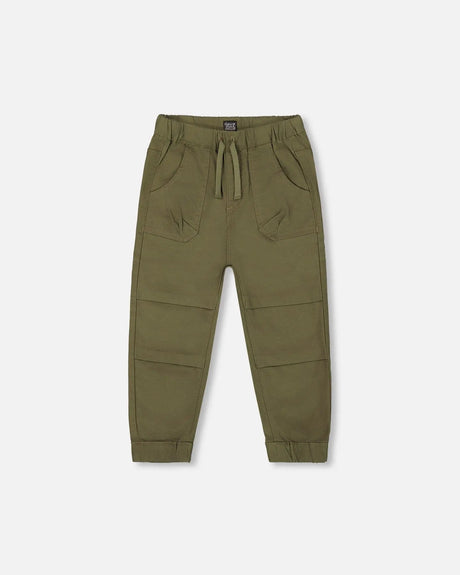 Stretch Twill Jogger Pant Dark Olive Green | Deux par Deux | Jenni Kidz