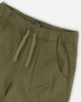 Stretch Twill Jogger Pant Dark Olive Green | Deux par Deux | Jenni Kidz