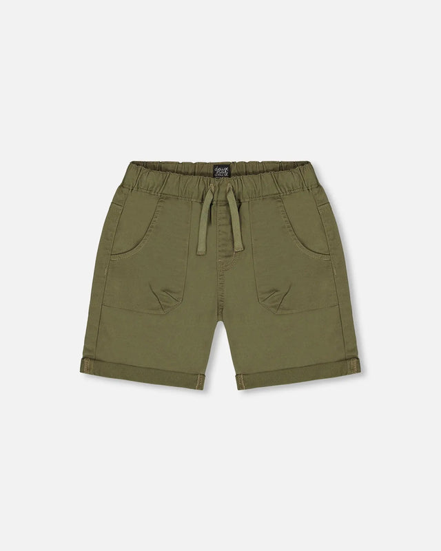 Stretch Twill Short Dark Olive Green | Deux par Deux | Jenni Kidz