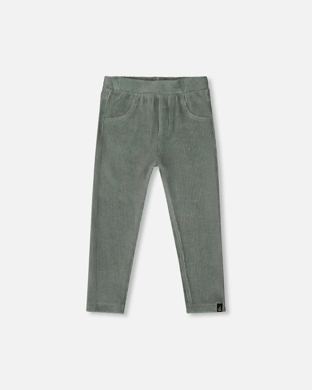 Stretch Velour Tregging Jade Green | Deux par Deux | Jenni Kidz