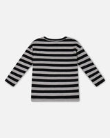 Striped Rib T-Shirt Black | Deux par Deux | Jenni Kidz