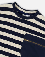Striped Rib T-Shirt Navy | Deux par Deux | Jenni Kidz