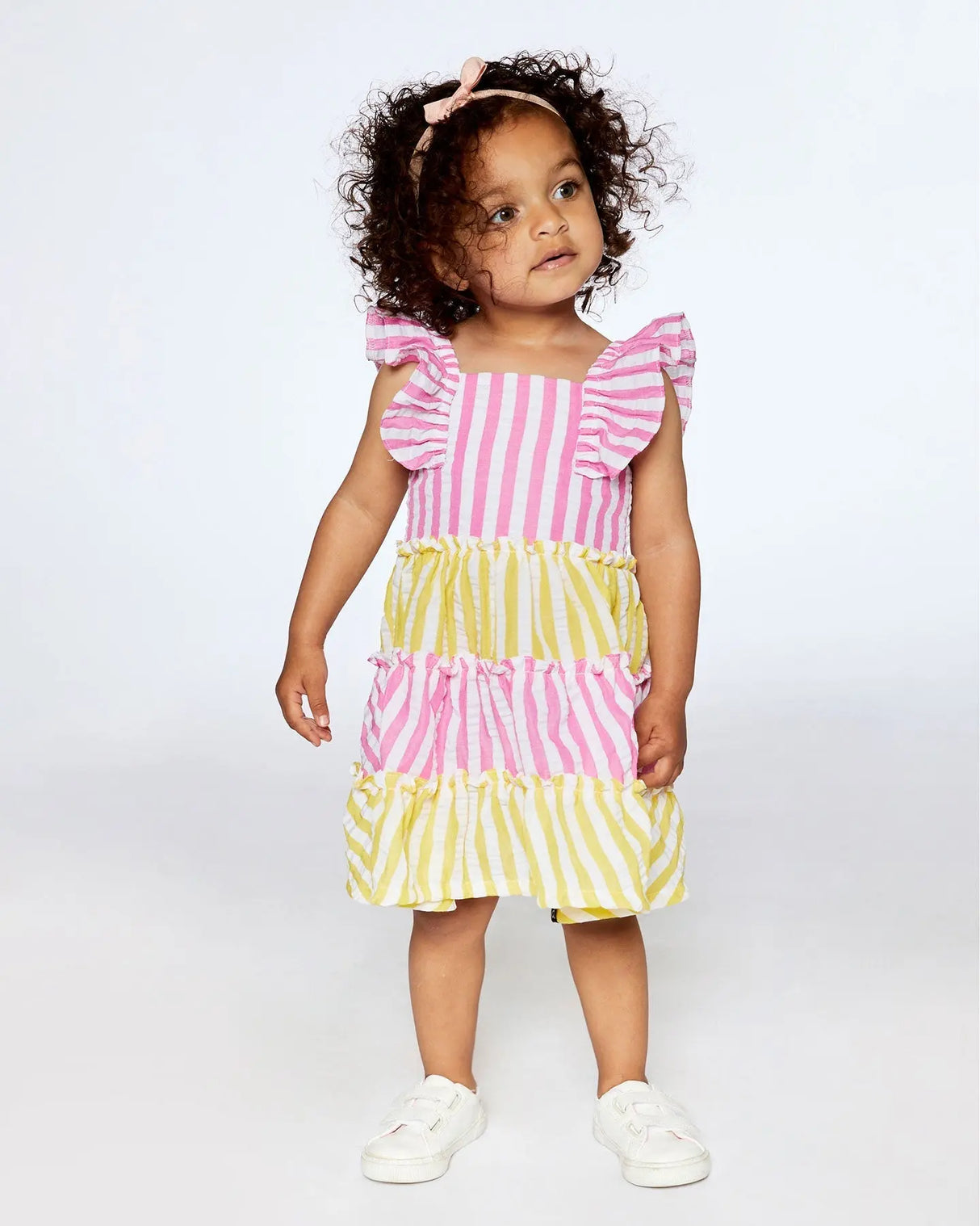 Striped Seersucker Dress Bubble Gum Pink | Deux par Deux | Jenni Kidz