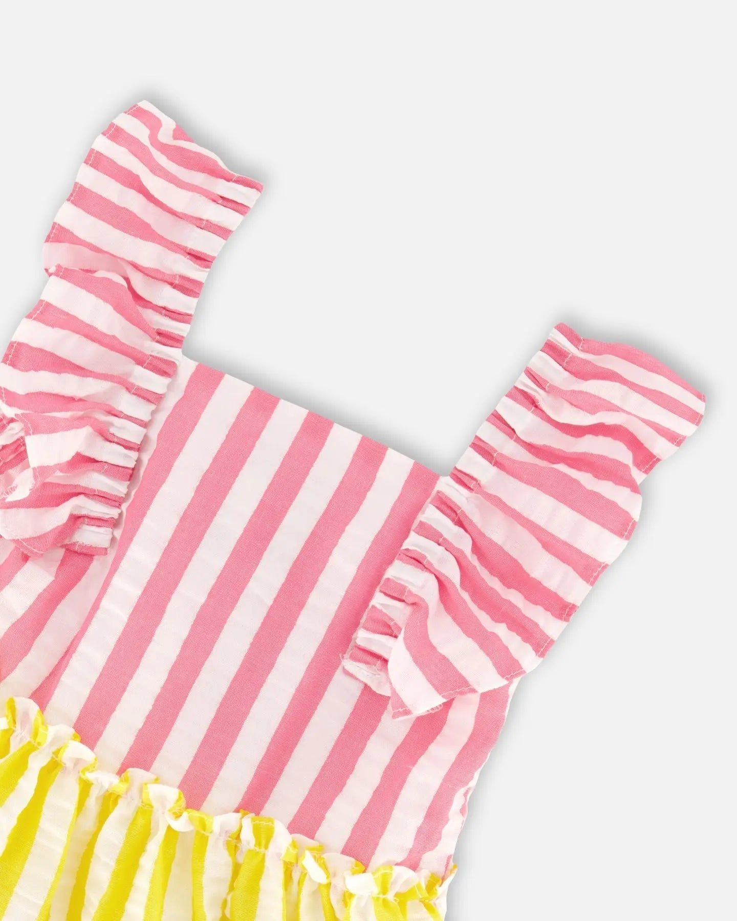 Striped Seersucker Girls Dress Bubble Gum Pink Jenni Kidz