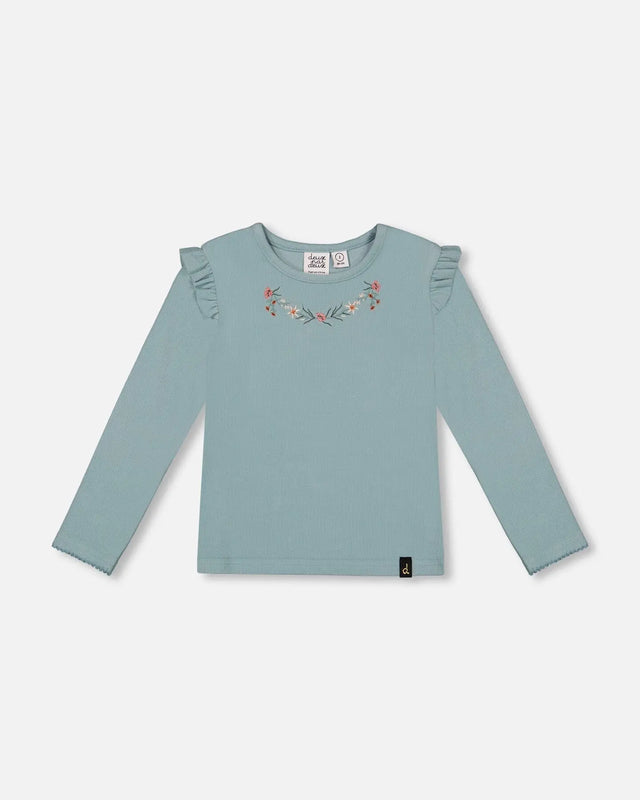 Super Soft Brushed Rib T-Shirt Light Blue | Deux par Deux | Jenni Kidz