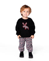 Sweater And Cargo Pants Set Black With Moose Applique | Deux par Deux | Jenni Kidz