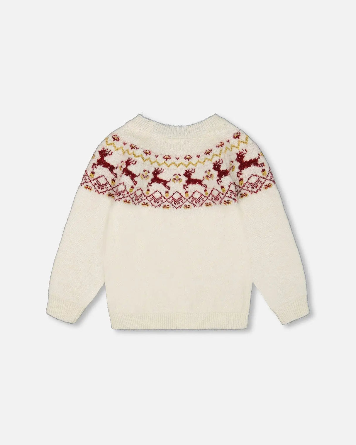 Sweater With Christmas Intarsia Off White And Red | Deux par Deux | Jenni Kidz