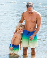 Swim Trunks Blue, Green, And Lime Gradient | Deux par Deux | Jenni Kidz