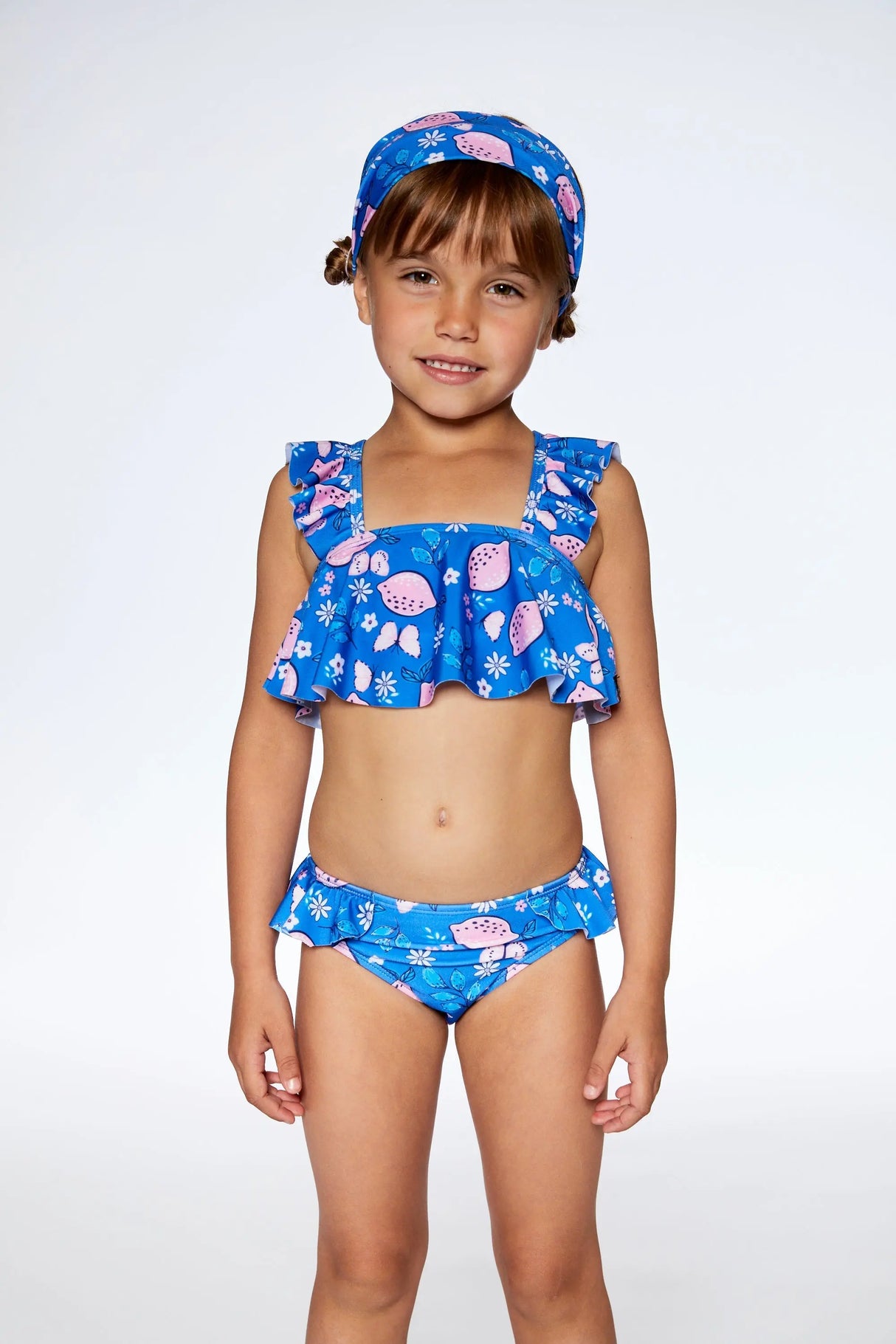 Swimwear Headband Royal Blue Printed Pink Lemon | Deux par Deux | Jenni Kidz