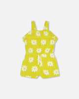 Terry Cloth Jumpsuit Yellow Printed Daisies | Deux par Deux | Jenni Kidz