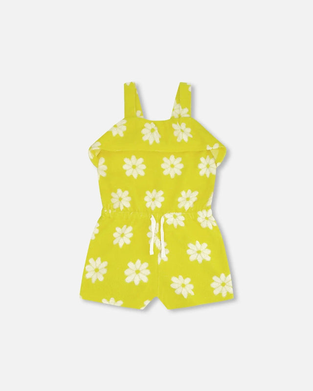 Terry Cloth Jumpsuit Yellow Printed Daisies | Deux par Deux | Jenni Kidz