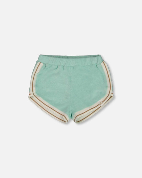 Terry Cloth Short Turquoise And Beige | Deux par Deux | Jenni Kidz