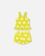 Terry Cloth Tank Top And Short Set Yellow Printed Daisies | Deux par Deux | Jenni Kidz