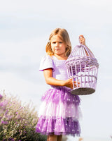 Textured Knit Dress With Mesh Skirt Lavender | Deux par Deux | Jenni Kidz