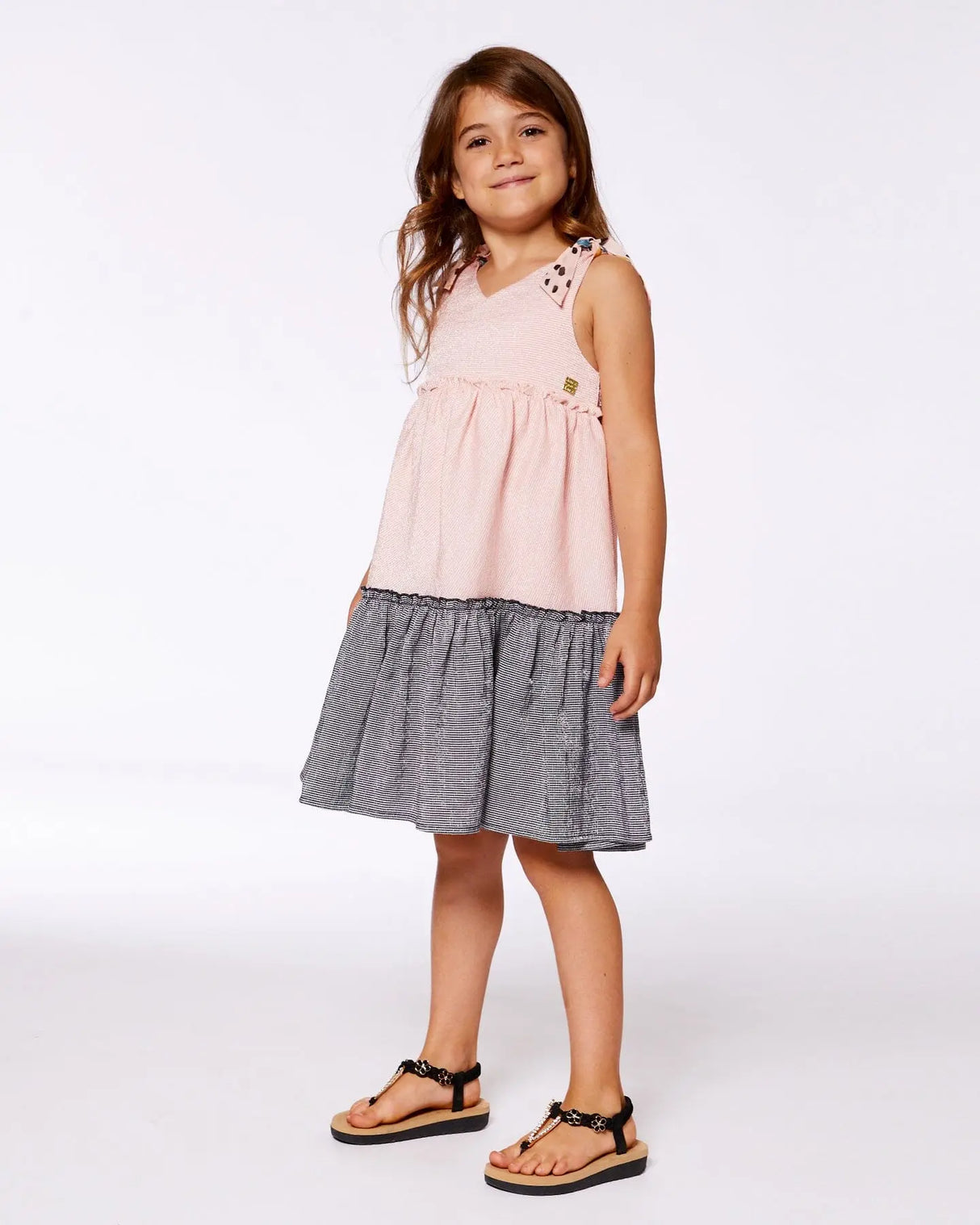 Tiered Dress With Bows Pink And Black | Deux par Deux | Jenni Kidz