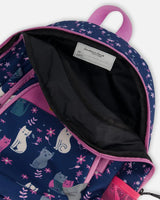 Toddler Backpack Navy Blue Printed Kitten | Deux par Deux | Jenni Kidz