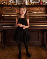 Tonal Jacquard Tights Black | Deux par Deux | Jenni Kidz