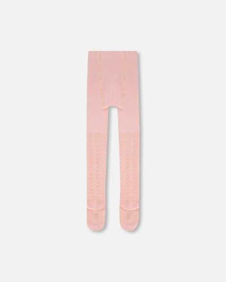 Tonal Jacquard Tights Light Pink | Deux par Deux | Jenni Kidz