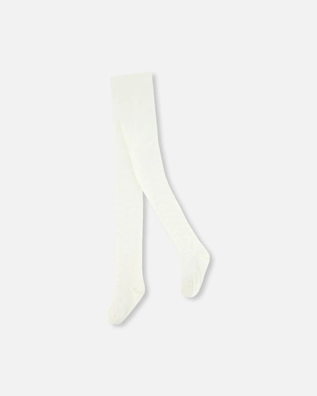 Tonal Jacquard Tights Off White | Deux par Deux | Jenni Kidz