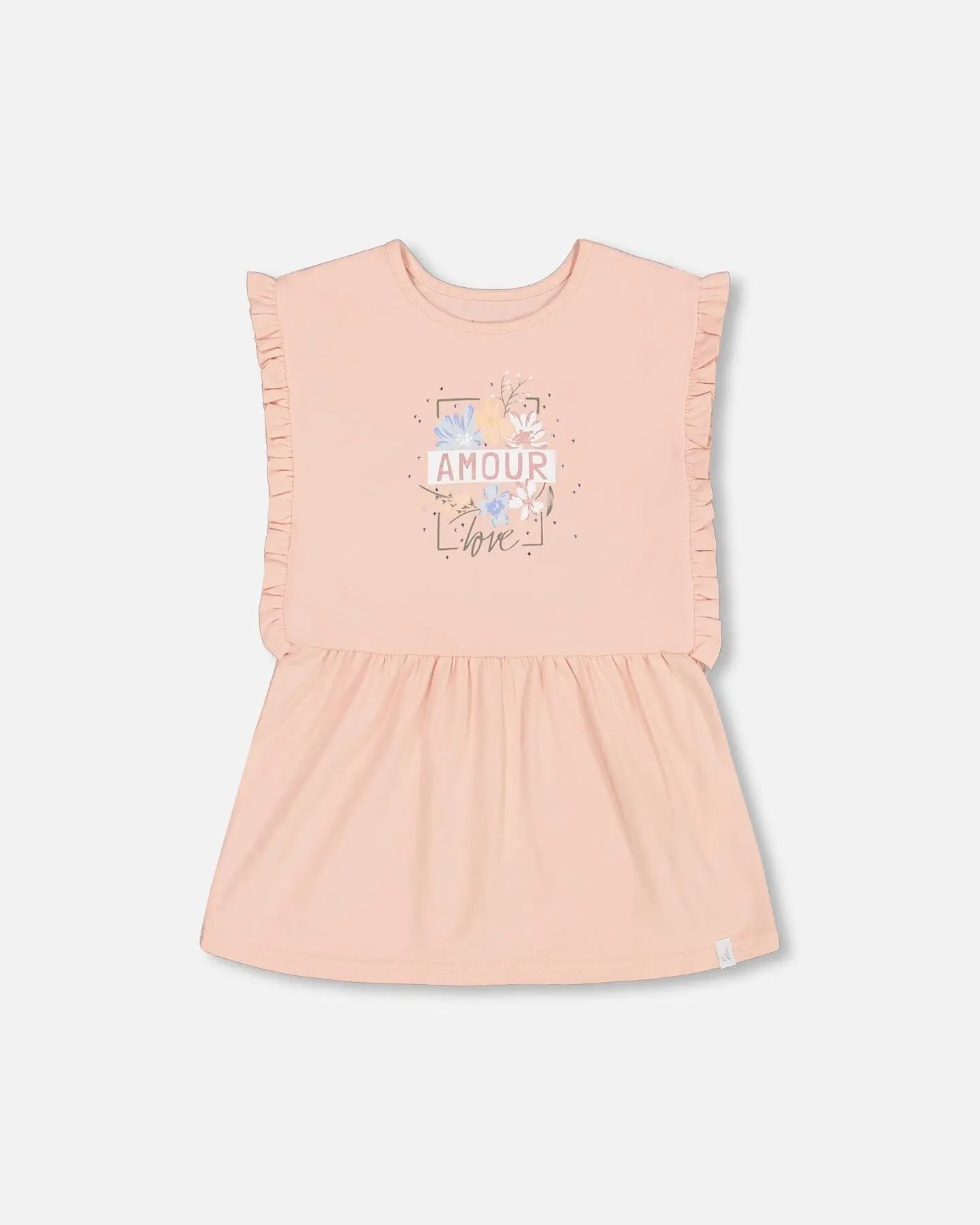 Buy Girls Tunic With Frills And Print Blush Pink online | Jenni Kidz