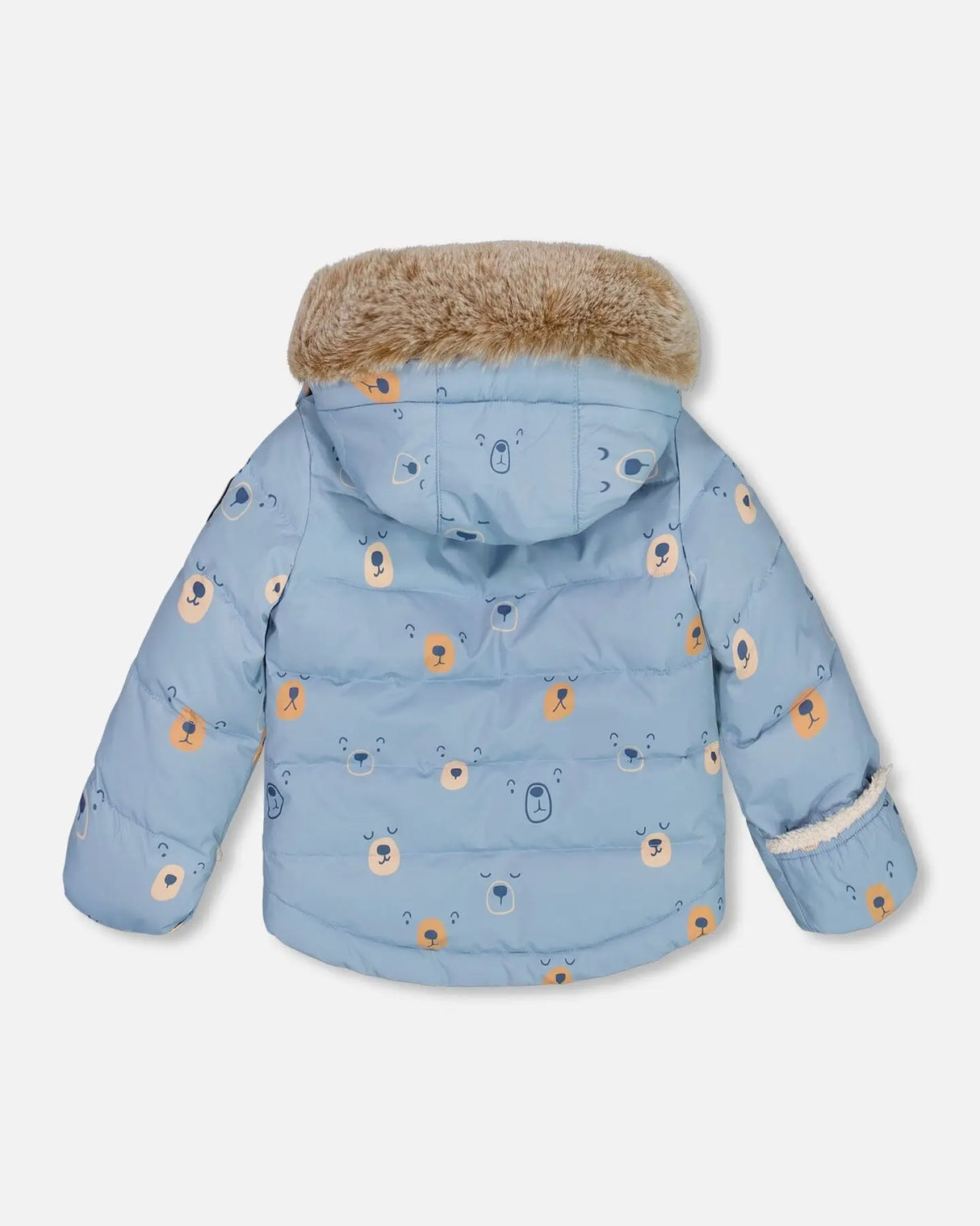 Two Piece Baby Snowsuit Blue Printed Bear Face And Doe | Deux par Deux | Jenni Kidz