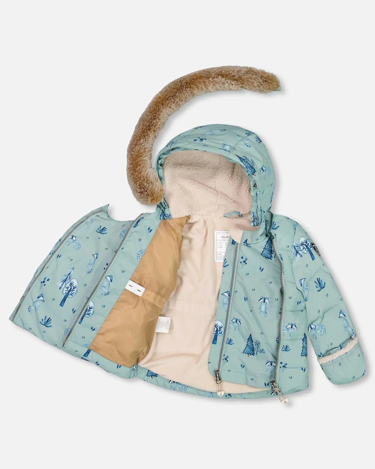 Two Piece Baby Snowsuit Sage Printed Racoons | Deux par Deux | Jenni Kidz