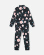 Two Piece Black Thermal Underwear Set With Rose Print | Deux par Deux | Jenni Kidz