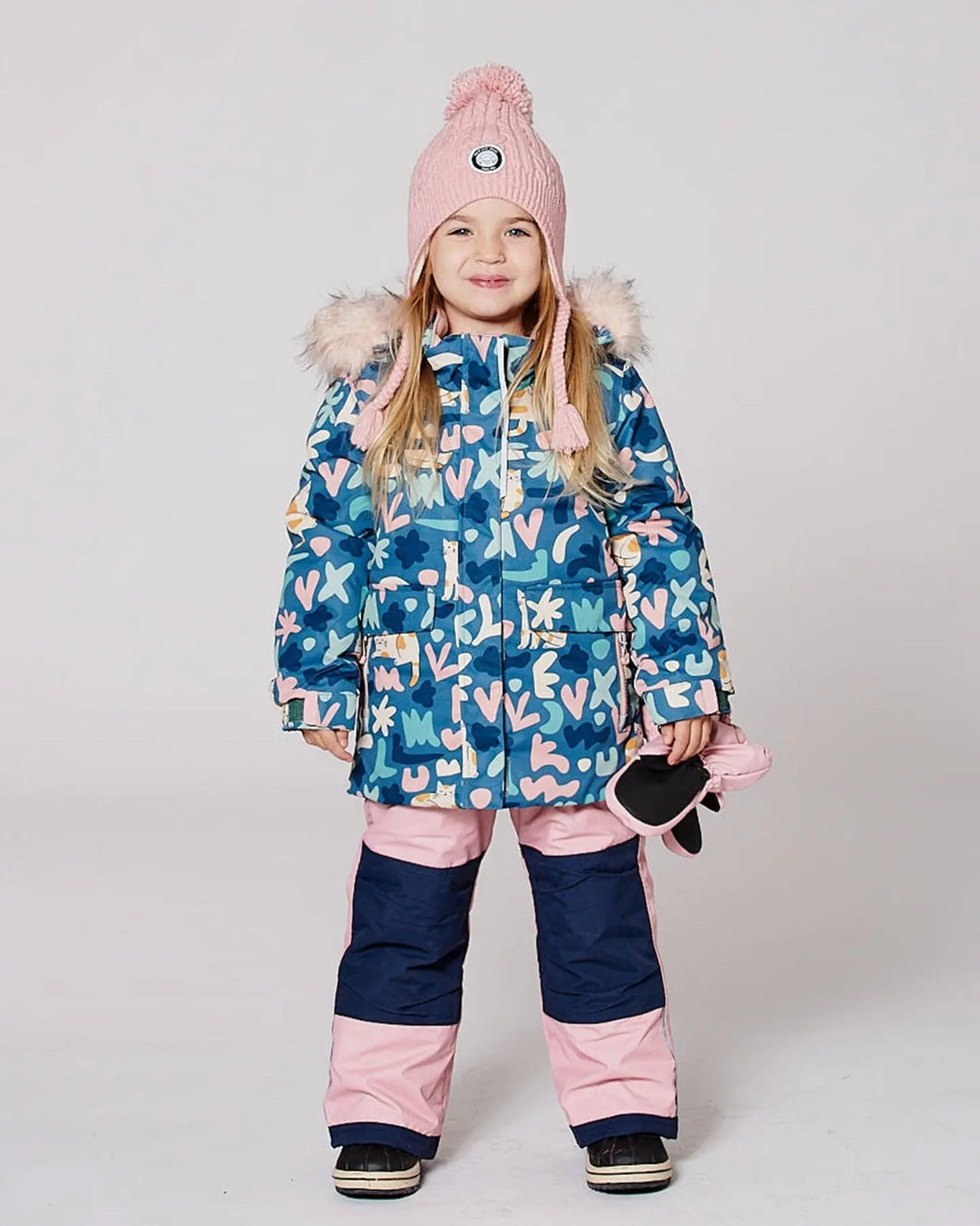 Two-Piece Discover Snowsuit With Printed Jacket Dusty Pink | Deux par Deux | Jenni Kidz