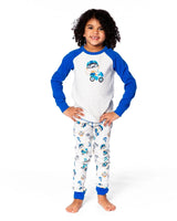 Two-Piece Organic Cotton Pajama Set Beige Monkey Print | Deux par Deux | Jenni Kidz