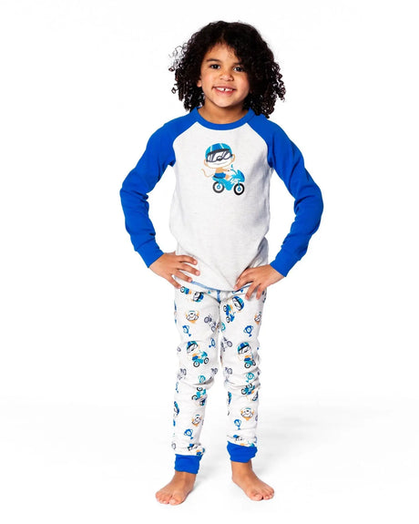 Two-Piece Organic Cotton Pajama Set Beige Monkey Print | Deux par Deux | Jenni Kidz