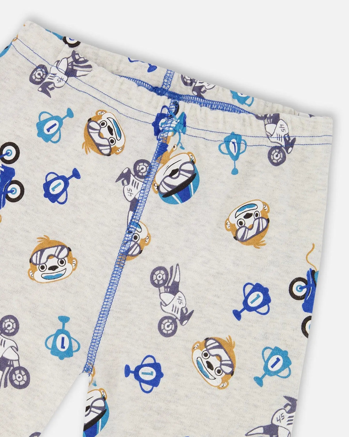 Two-Piece Organic Cotton Pajama Set Beige Monkey Print | Deux par Deux | Jenni Kidz