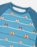 Two-Piece Organic Cotton Pajama Set Blue Dog Print | Deux par Deux | Jenni Kidz
