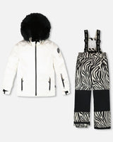 Two-Piece Play Snowsuit Off-White With Printed Pants | Deux par Deux | Jenni Kidz