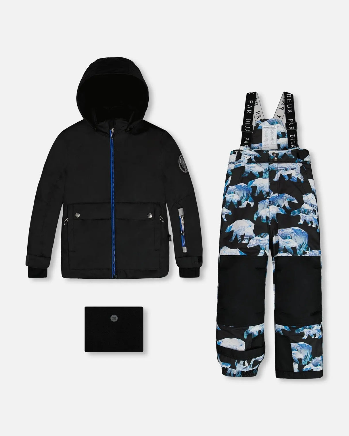 Two Piece Snowsuit Black Printed Blue Bears | Deux par Deux | Jenni Kidz